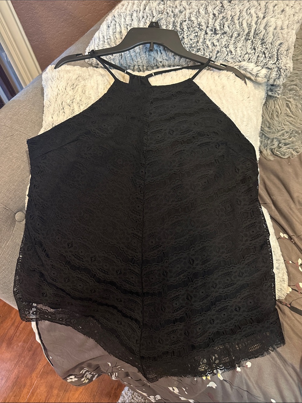Three Hearts Black Lace Halter Cami